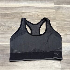 Puma Women's Charcoal and Black Sports Bra size large